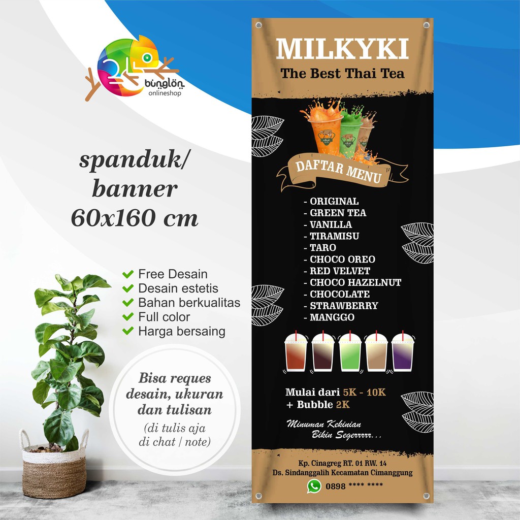 Spanduk, Banner Daftar Menu Thai Tea