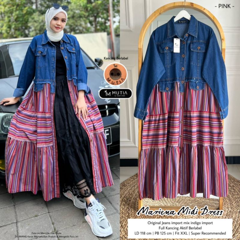 MARIENA MIDI DRESS BY MUTIA (DRESS MUSLIMAH) Midi jeans wanita rekomended