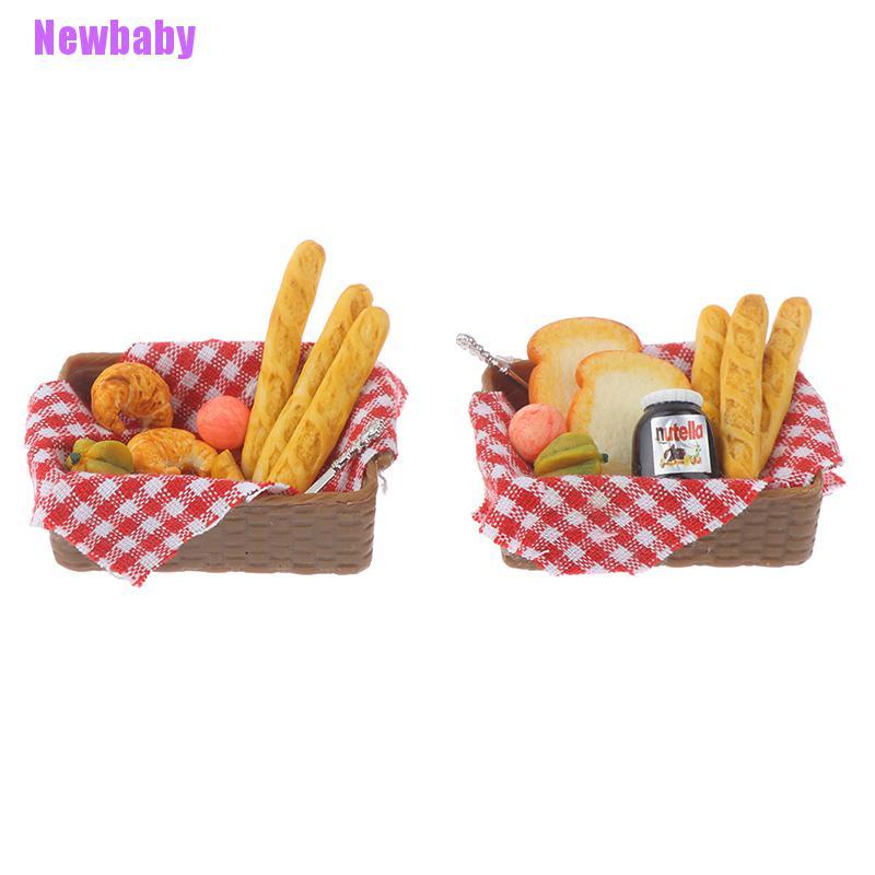 (Newbaby) Miniatur Keranjang Roti Skala 1: 12 Untuk Aksesoris Dapur Rumah Boneka