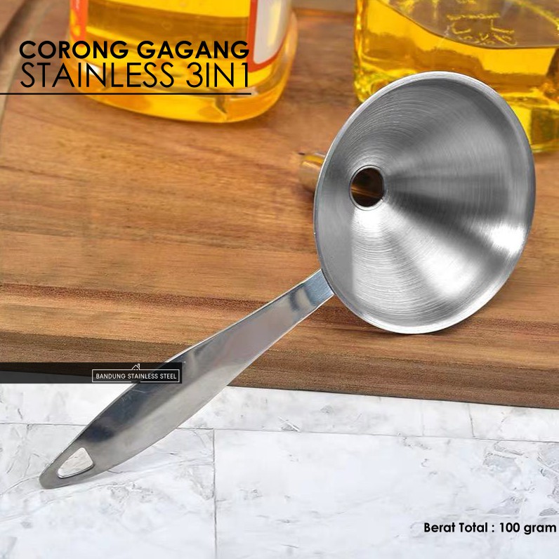 Corong Gagang Stainless Mini SET 3in1 serbaguna tuang minyak garam kecap jus buah