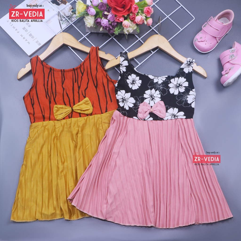 Dress Riani uk 1-2 Tahun / Baju Tanktop Pakaian Plisket Gaun Import Dres Yukensi Anak Perempuan