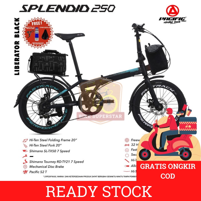 Sepeda Lipat 20 Inch PACIFIC Splendid 250 7 Speed Rem Cakram Garansi