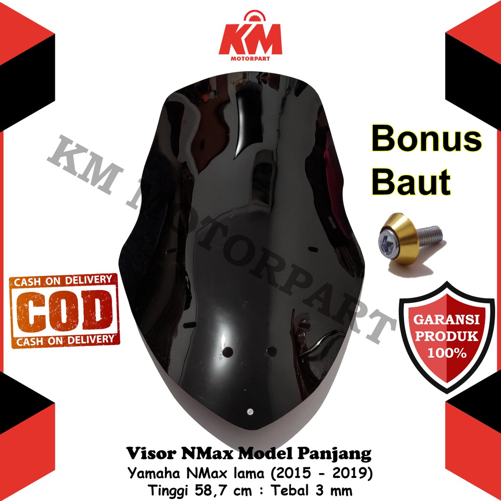 Visor Windshield NMax Old Panjang 2015 2016 2017 2018 2019 Panjang 58 cm Tebal 3 mm Bahan Kaca Mika