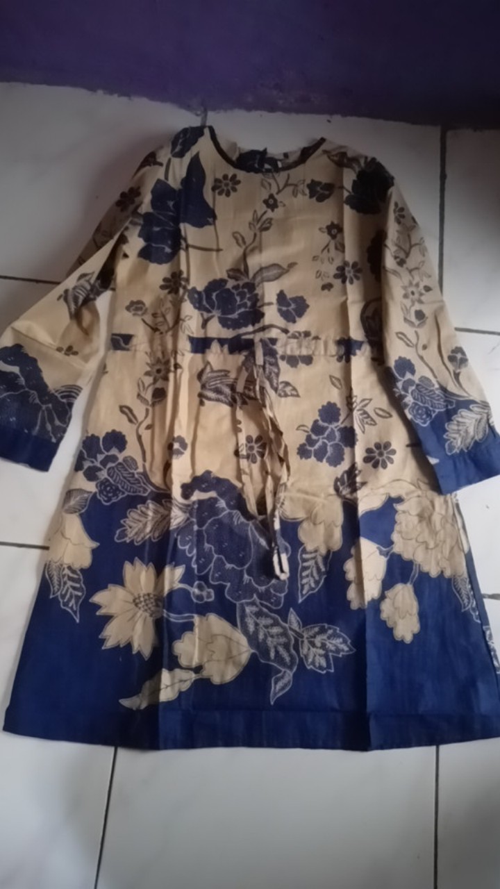 Tunik Serut Lawasan Kembang Batik Pamela Batik Midi Tunik Kerja Kondangan Pesta Seragaman Muslim