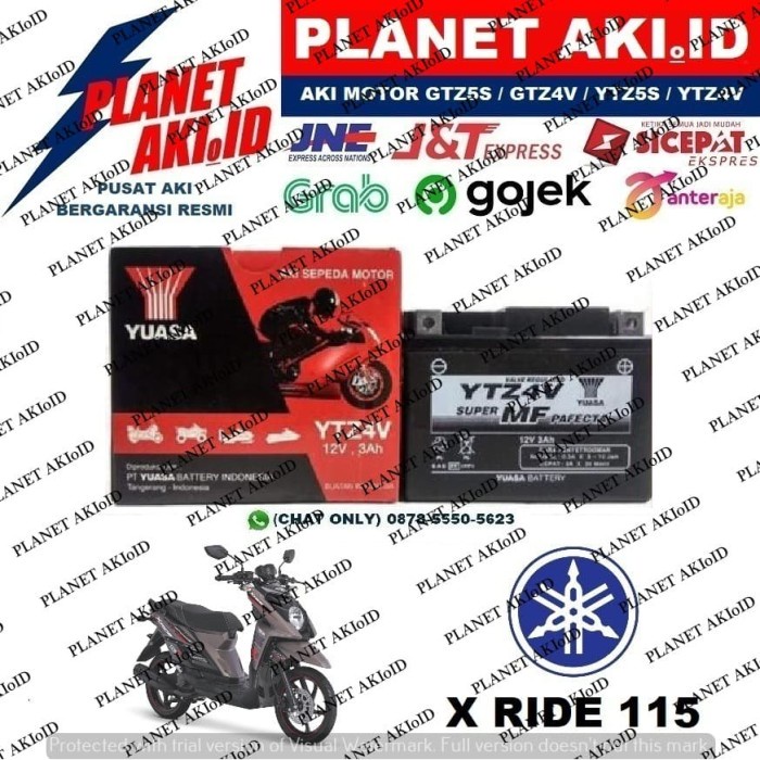 Aki Motor Yamaha XRide X-Ride X Ride 115 YTZ4V YUASA Accu Kering MF (Kode A 007)