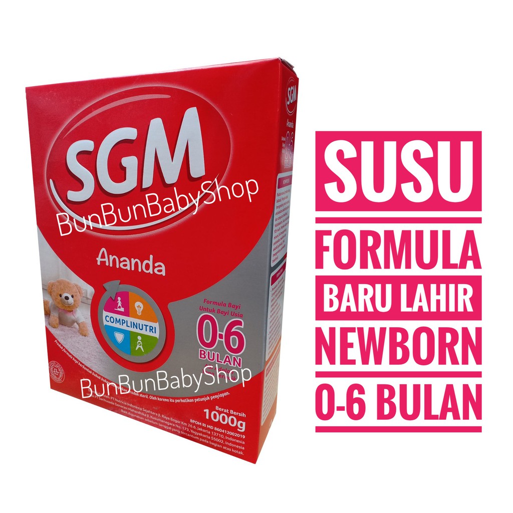 Susu Sgm 0 6 Bulan Ananda 1000gr 600 Murah Perlengkapan Bayi Baru Lahir Makan Ba Newborn Bunbunba Indonesia