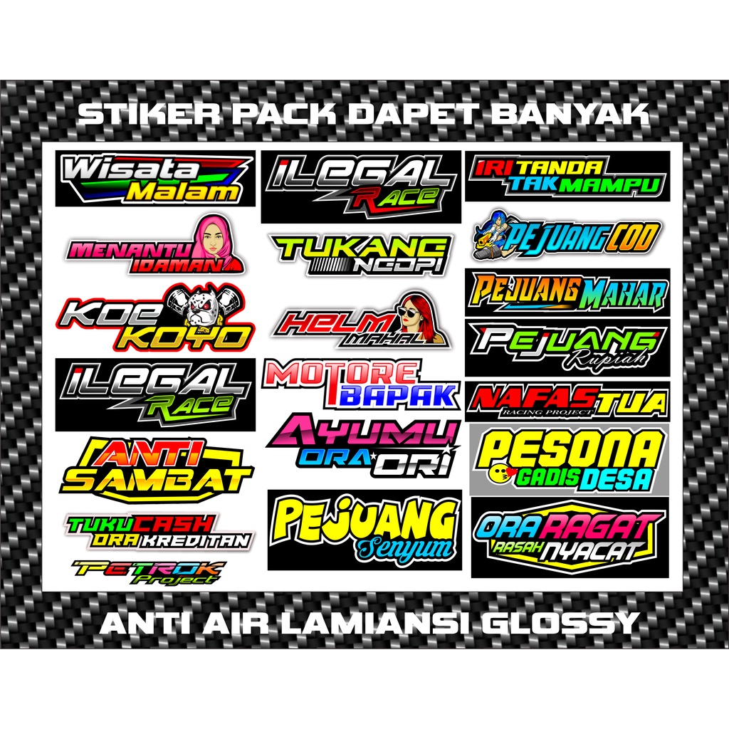 Stiker Pack Kata2 Racing Hologram Stiker Custom Nomer Start Stiker Roadrace