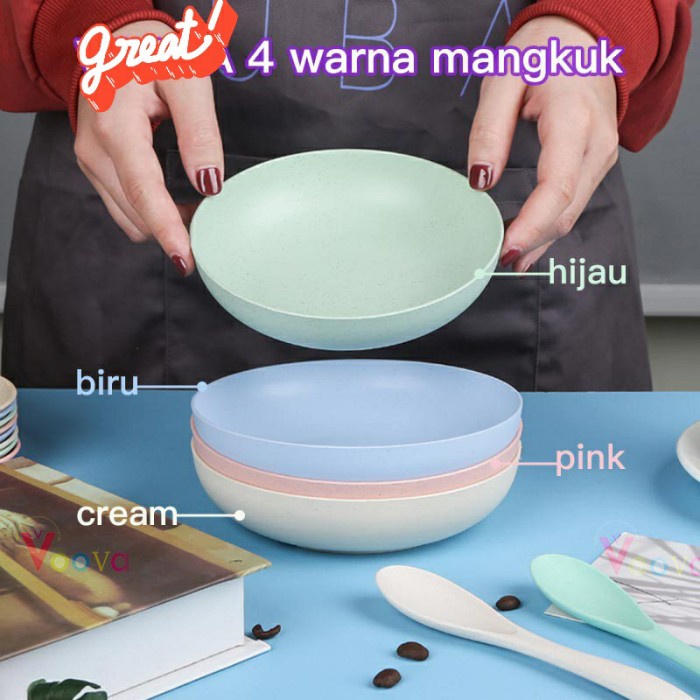 Piring Snack Side Dish Mangkok Kecil Jerami Round Plate 14cm PRG05-Piring