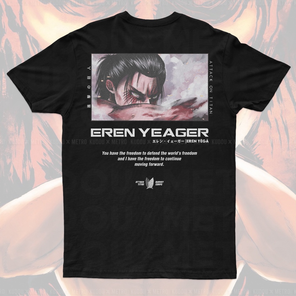 Kaos Eren Transform Titan Mode Black Anime Manga Attack On Titan SNK Unisex