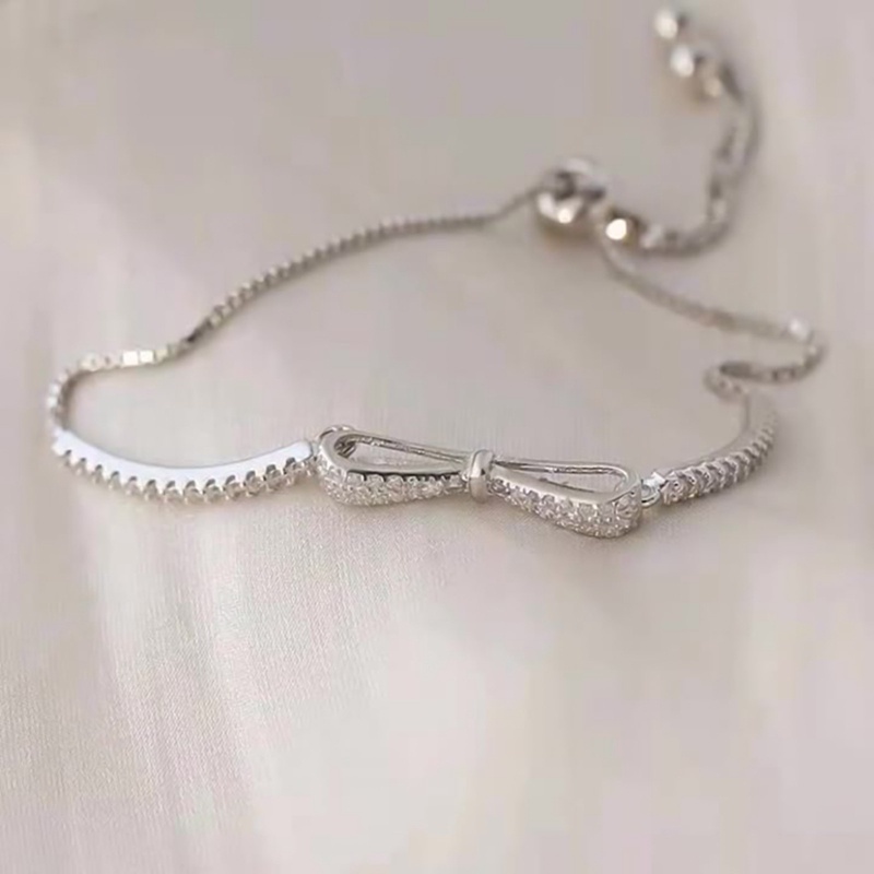 Gelang 925 Sterling Silver Bentuk Ikatan Simpul Bahan Zirkon Untuk Wanita