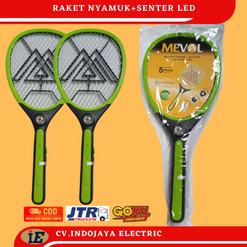 Meval Raket Nyamuk + LED Battery Rechargeable (Colok)