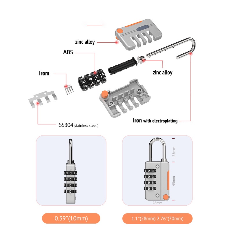 Uphike Gembok Kode Gembok Mini Password 4Digit AGM102