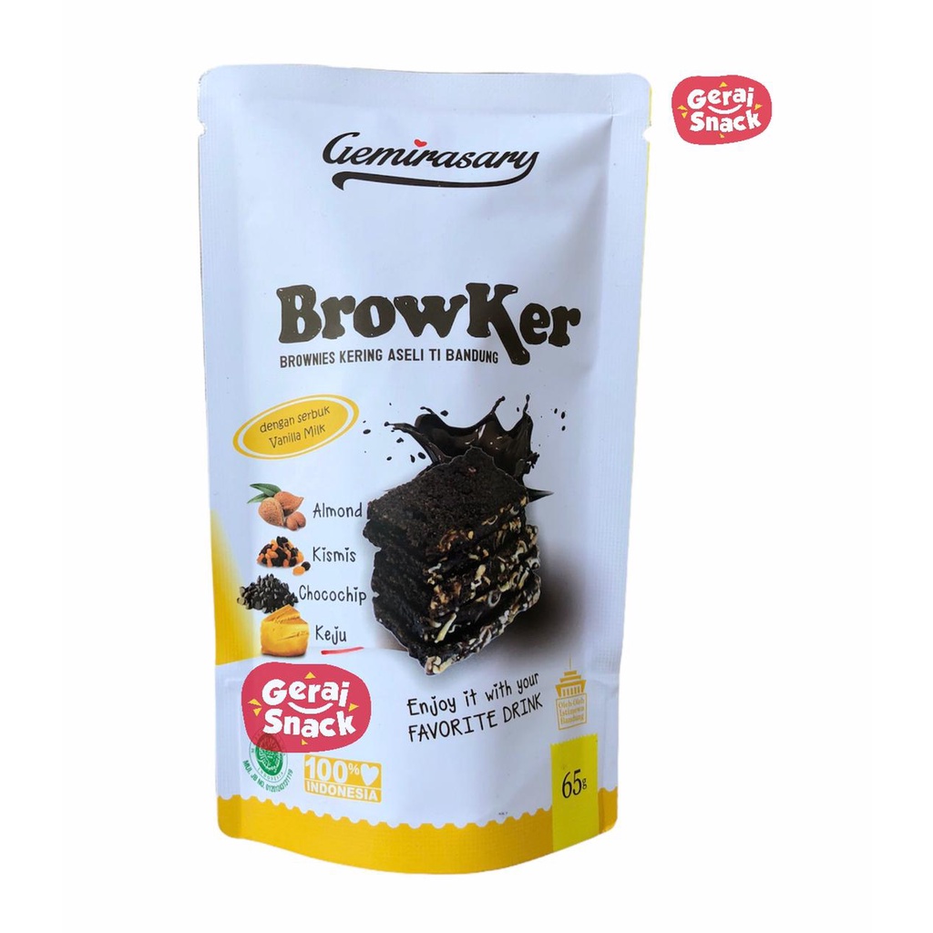 Browker Brownies Kering Extra Toping Khas Bandung  65g