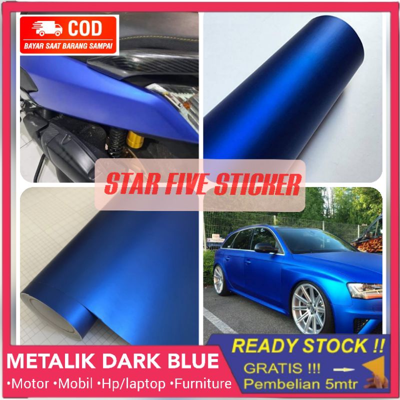 Stiker Skotlet Motor Biru Tua Metalik Doff Sticker Mobil Dop Matte Chrome Metalic Dark Blue