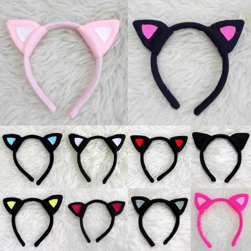 Bando Karakter Kucing Hitam Pink Bando kucing halloween Kostum Cat black rainbow