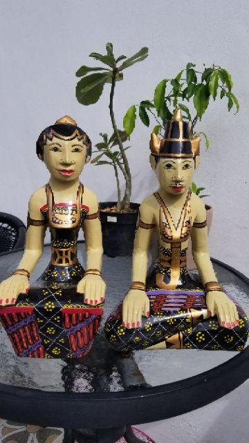 Pajangan Loro Blonyo Kayu Batik Khas Jogja Tinggi 30 Cm