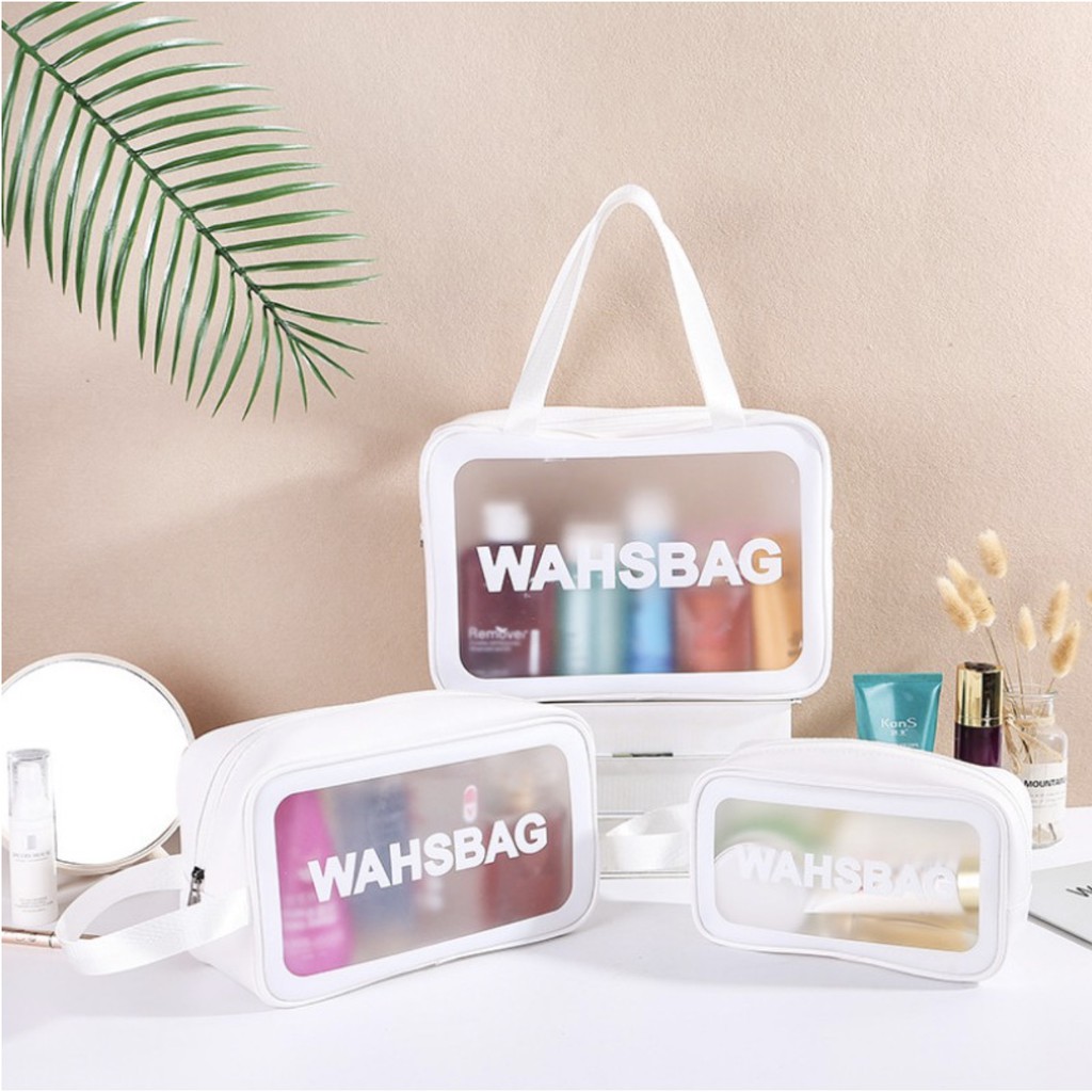 WRF35 Tas Kosmetik WASHBAG Bahan PVC  Kulit PU Waterproof Transparant Impor TKM