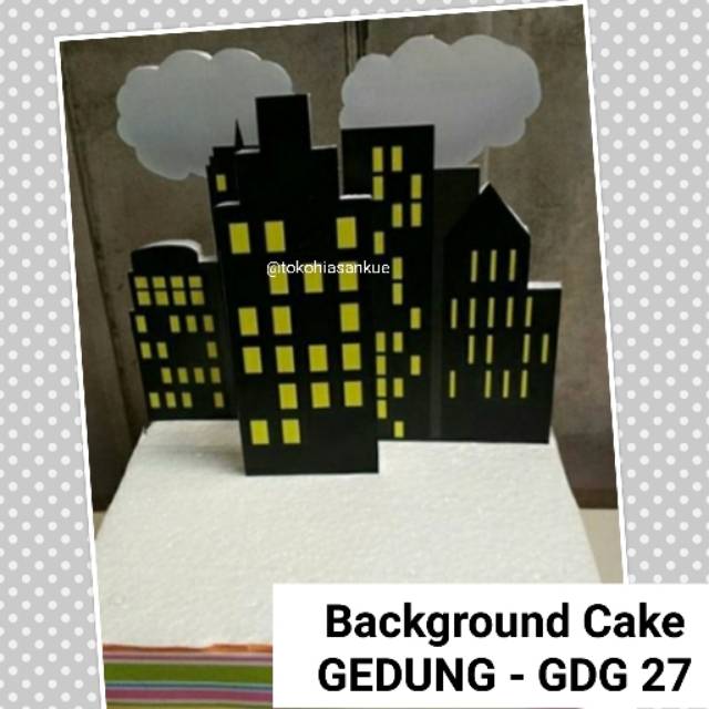 Gdg 27 Hiasan Kue Cake Topper Gedung Hitam Kuning Shopee Indonesia