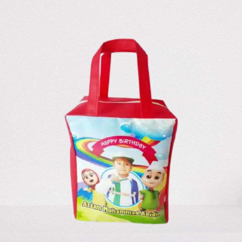 

Tas Ulang Tahun Anak Custom Tenteng Kotak Sponbun Resleting print foto