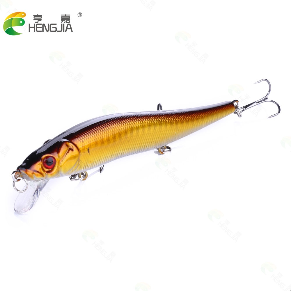 Hengjia 1pc Umpan Pancing Hardlure Bentuk Ikan Kecil Mata 3d 11.5cm 13.1g Dengan 3 Kail 11.5cm