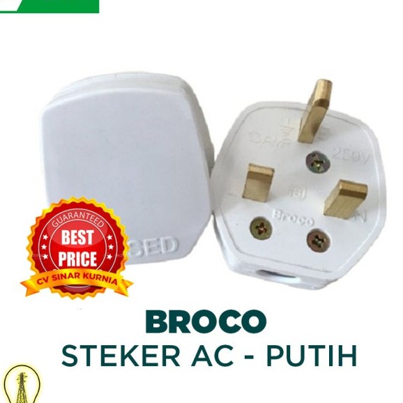 STEKER AC ARDE 7110 BROCO - COLOKAN 3 - PUTIH BEST SNI