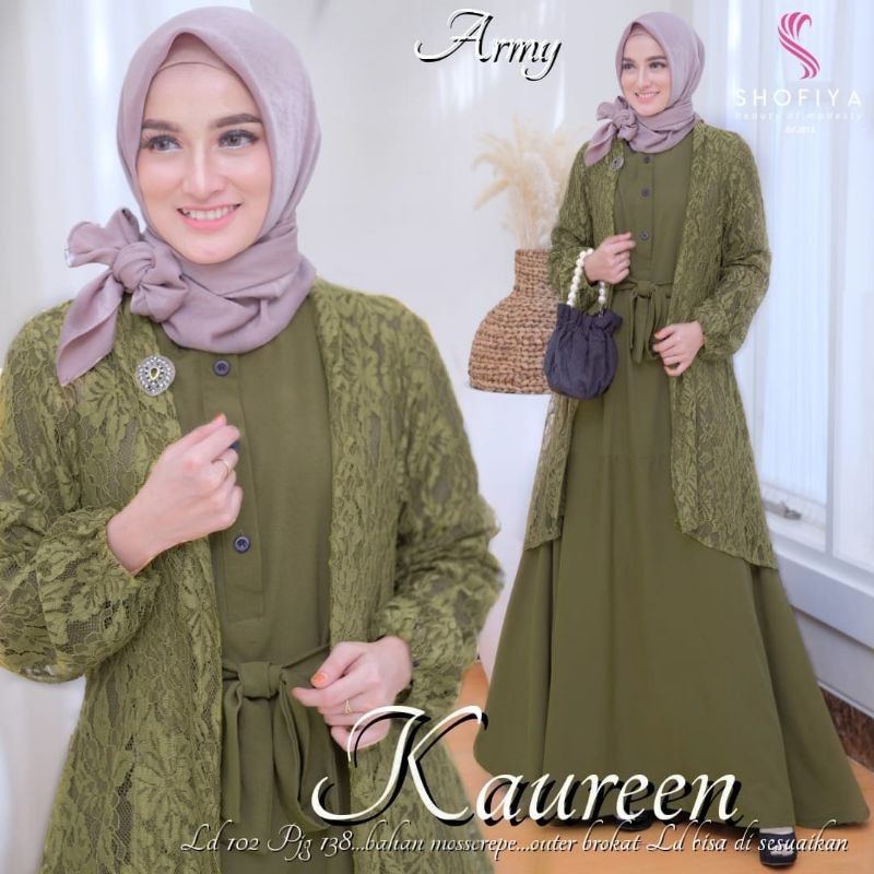 Gamis Kaureen Outer Brokat Shopee Indonesia