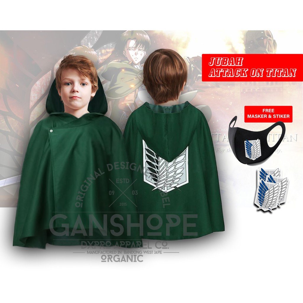 JUBAH ANAK ATTACK ON TITAN  AOT SHINGEKI SCOUTING LEGION SNK  ANAK REMAJA