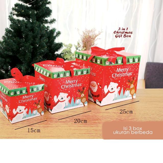 

Koleksi Terbaru 3 in 1 Christmas GIFT BOX Kotak Kado Nuansa Natal isi 3 pcs kotak kado Christmas dec