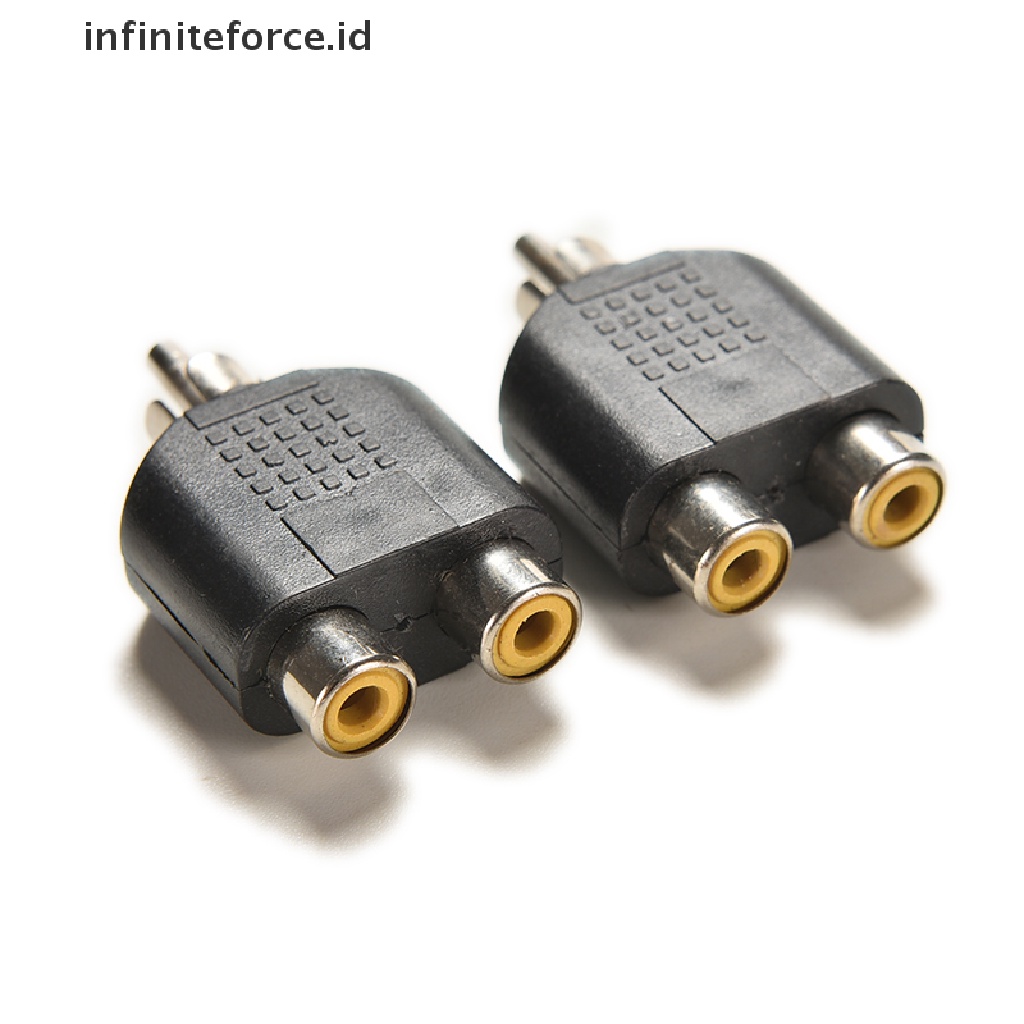 (Infiniteforce.Id) 2pcs Kabel Splitter Audio Video Av 1-male Ke 2 female