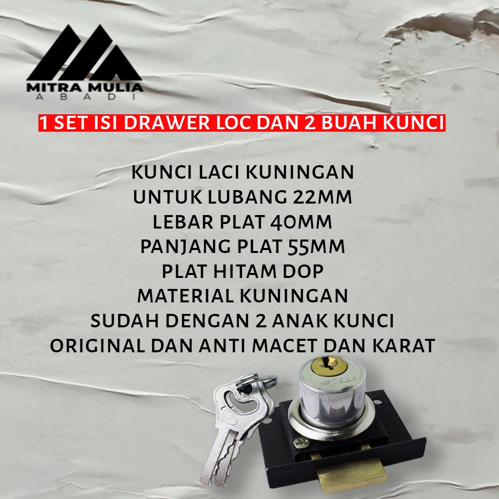 Kunci Laci Drawer Lock Original 808 anak kunci 22mm Kuningan