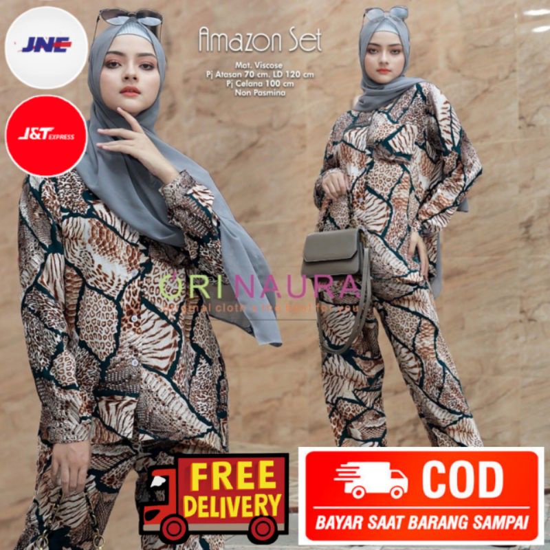 AMAZON ONE set pajamas original produk original produk by ori naura baju  wanita