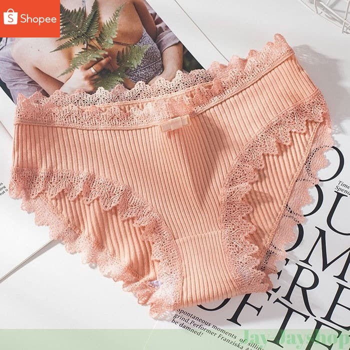 Celana dalam wanita Brief Bahan Katun Breathable dengan Renda TERLARIS