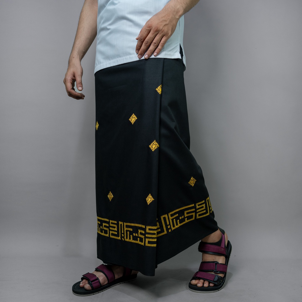 Katsae - Sarung Bordir Motif Kufi Bordir Timbul Sarung Pria Dewasa Sarung Sholat 100% Bordir