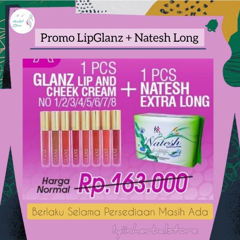 Promo LipGlanz | Natesh Long | Lip cheek and cream | lipstick |KK INDONESIA