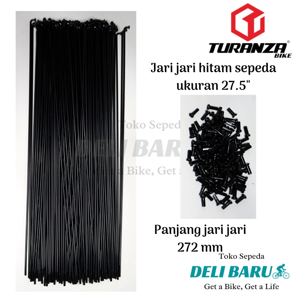 Turanza Jari jari 27.5 HITAM spoke @36 PCS panjang 272 mm sepeda MTB