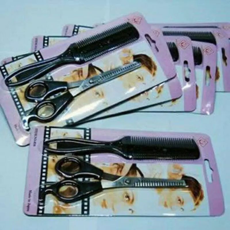 JG - GUNTING RAMBUT - Alat Potong Rambut - 1 Set Sisir &amp; Gunting Sasak Cukur Poni Salon Model