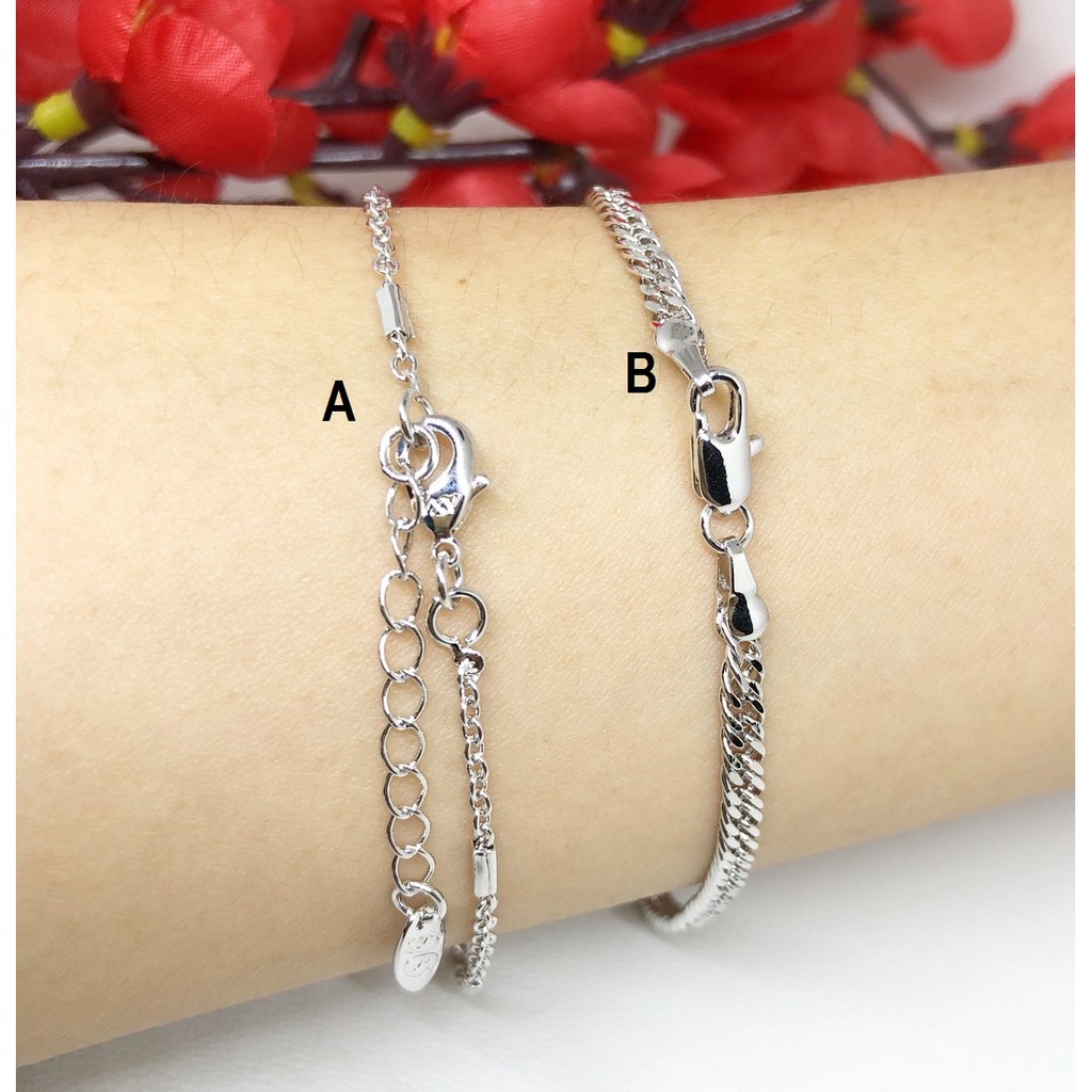 Gelang Tangan Rantai Bola Plat Batu Putih Love - BB361