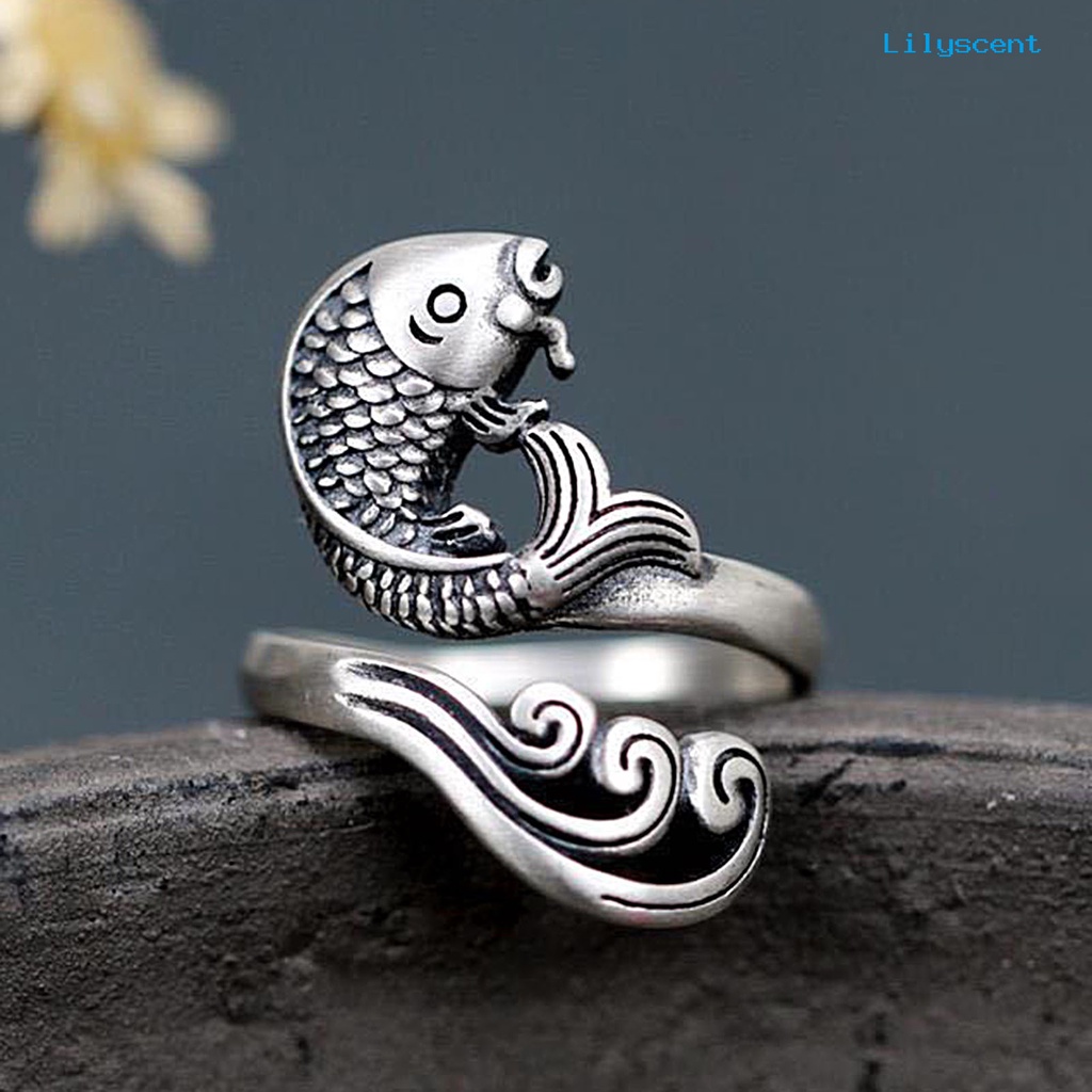 Ls Cincin Open Ring Adjustable Desain Burung Merak Warna Silver Gaya Retro