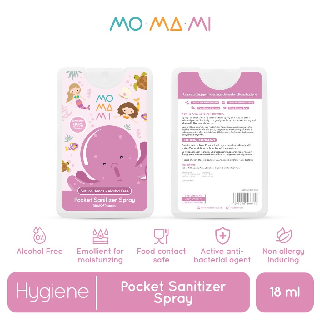 Momami Pocket Sanitizer Spray Octopus Pembersih Tangan Bayi dan Anak 18ml
