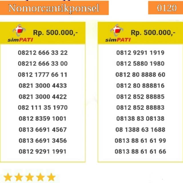 Nomor cantik simpati 0812 0821 0813 seri triple 666 ribuan 3000 quartet 8888 rapi#0120