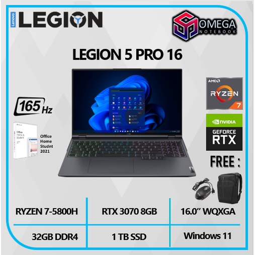 Lenovo Legion 5 Pro 16 Ryzen 7 5800H 32GB 1TB RTX3070 8GB 16.0 WQXGA 165Hz Windows11+OHS