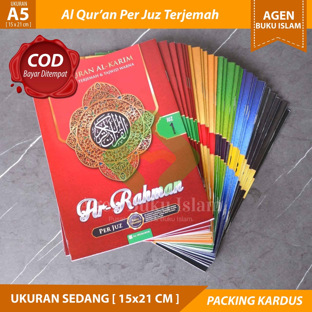 COD Al Quran Ar Rahman Per Juz A5 Terjemah Tajwid Warna Khat Rasm Usmani Standar Kemenag RI ORIGINAL
