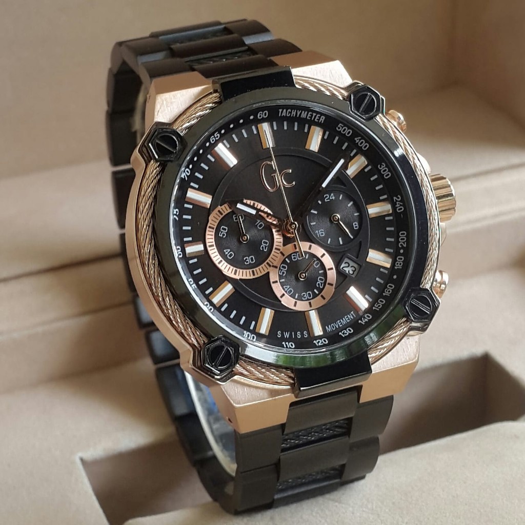 Jam Tangan Pria Gues Colection GC Stainless Steel Crono Aktif -  PROMO