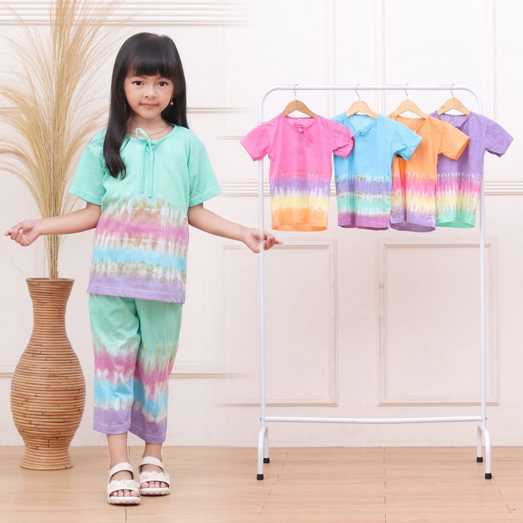 setelan anak || setelan anak pelangi || setelan anak laki laki || setelan anak perempuan || setelan anak jumputan || seteelan anak abstrak || baju anak-HIJAU