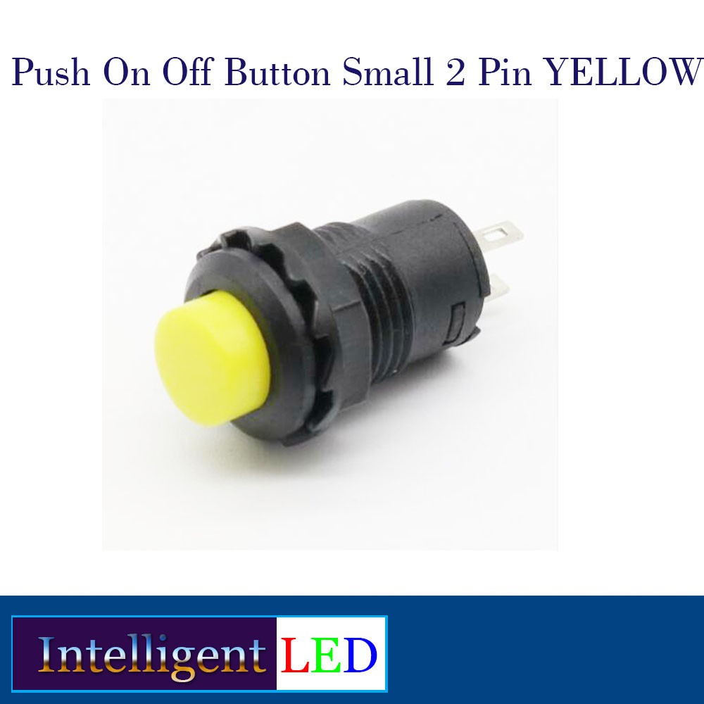 Push On Off Button Small 2 Pin YELLOW