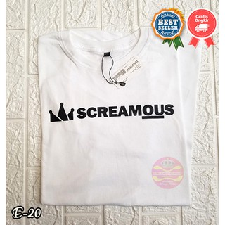  Kaos  Distro T shirt Pria Kaos  SCREMOUS putih  Cotton Combat 