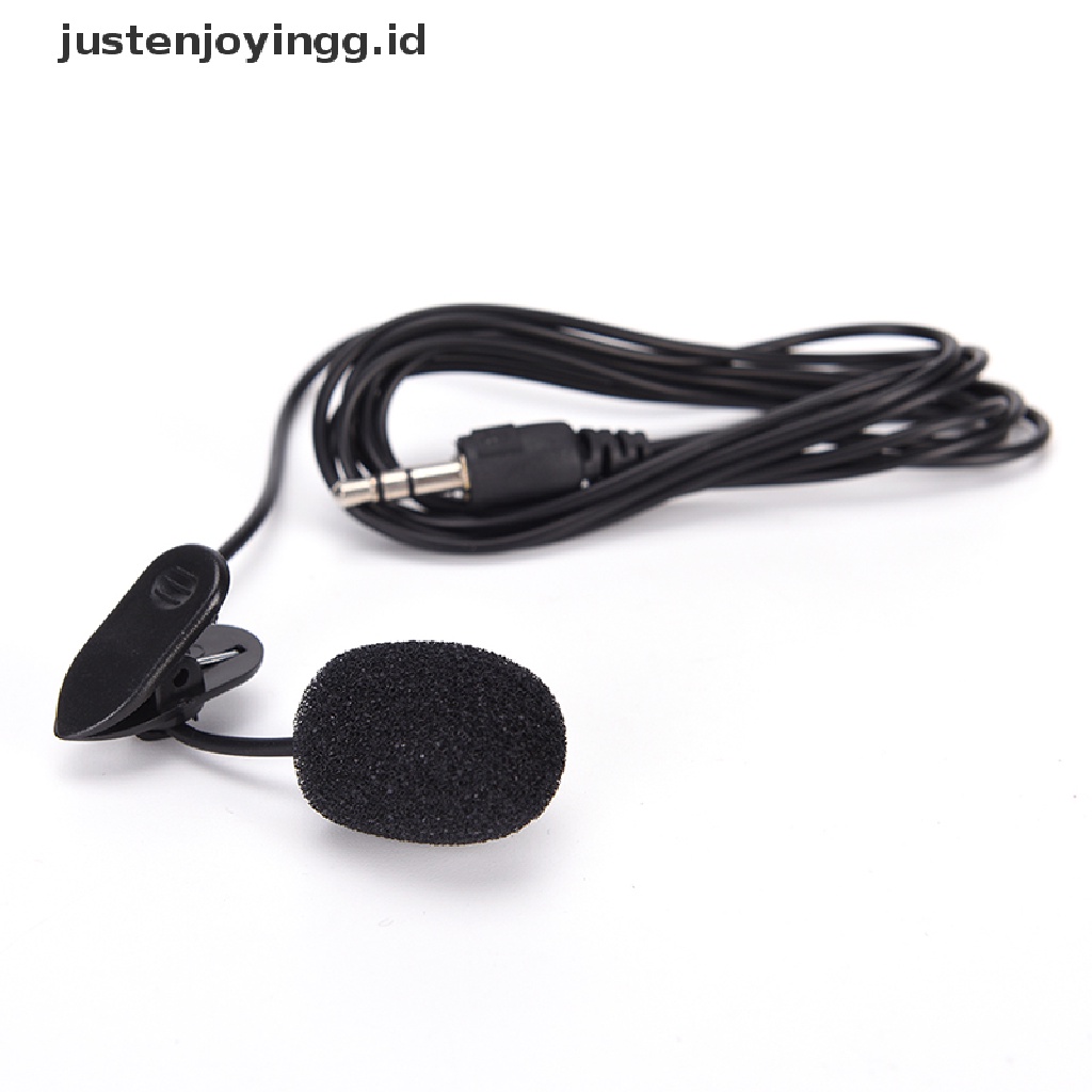 // justenjoyingg.id // high quality mini 3.5mm hands-free mic microphone clip on lavalier lapel for pc laptop black ~