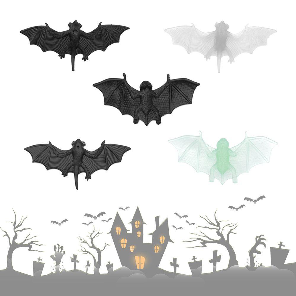 Top 5Pcs/Pack Plastik Kelelawar Palsu Anak Novelty Mainan Halloween Luminous Bat