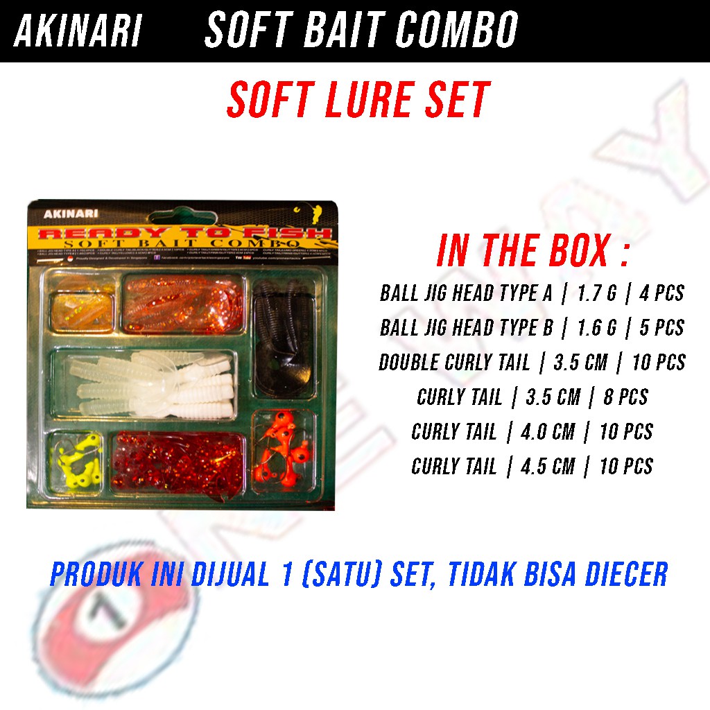 umpan pancing soft lure Akinari combo set