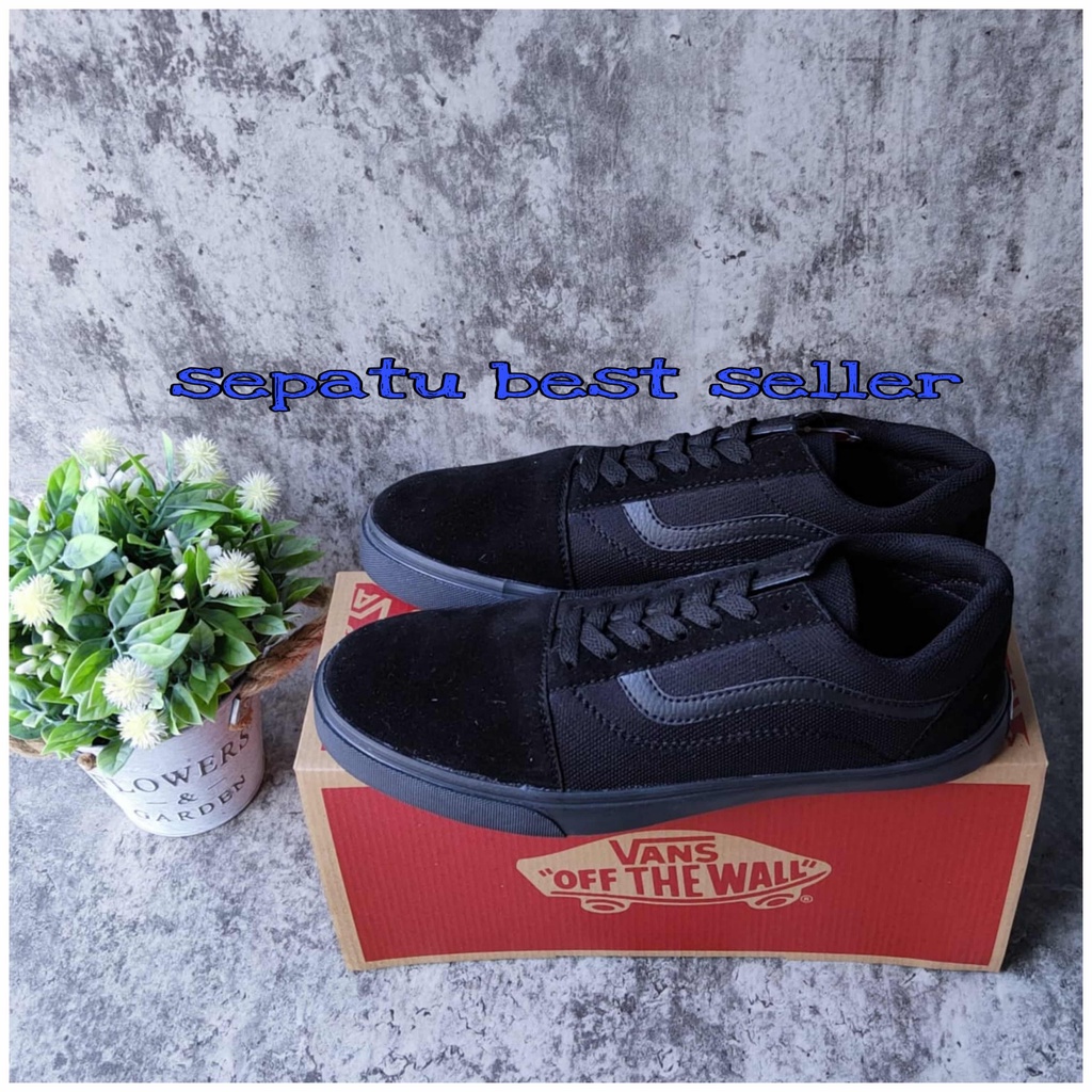 SEPATU VANS OLD SKOOL FULL BLACK SEPATU SKOLAH HITAM POLOS